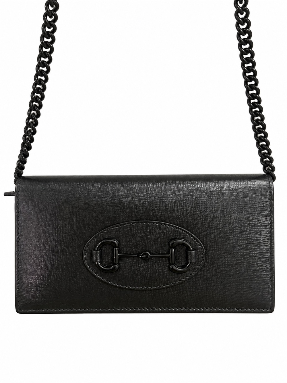 Gucci 1955 Horsebit Black Leather Chain Wallet Crossbody Bag